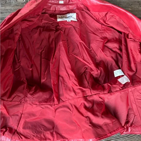 Wilson’s Leather 80’s vintage red leather peplum belted jacket Size XS/S - Picture 7 of 11